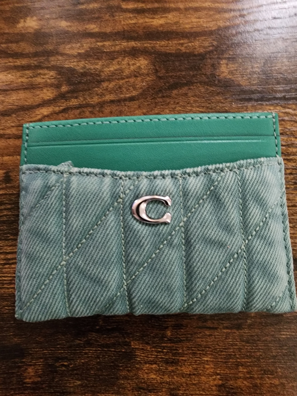Coach Green Demin Card Holder